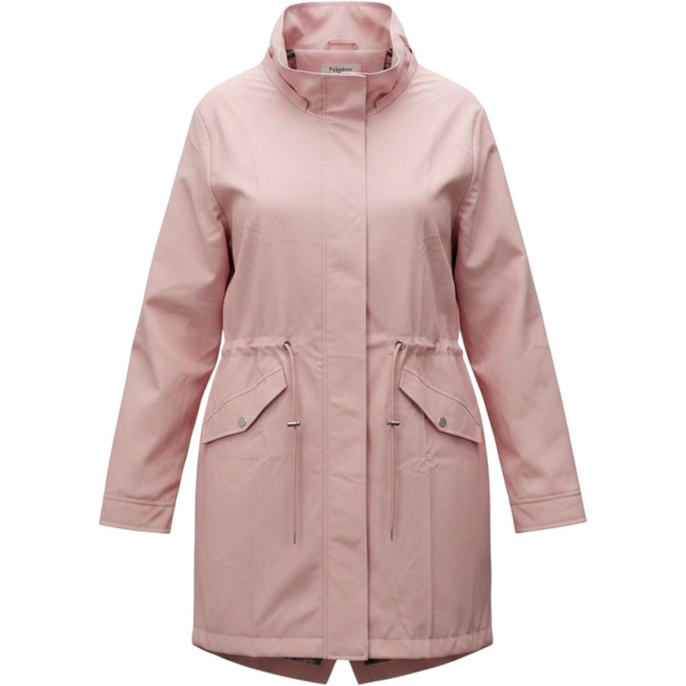 Polydeer Womens Blush Pink Anorak Jacket Detachable Hood Plaid Lining Size L